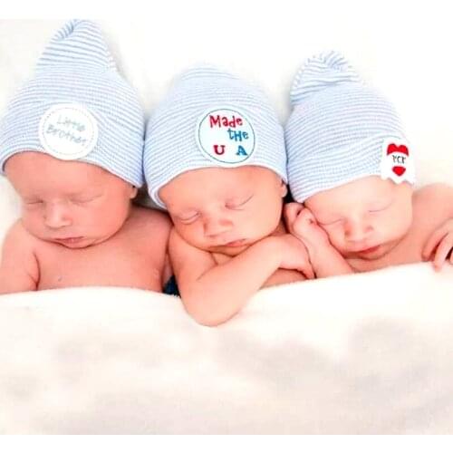 For Newborn Baby Hat Turban Cartoon Cute Football Embroidery Label Baby Girl Boy Turban Cap Infat Knit Hat Twin Hedging Cap