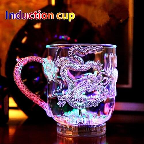 LED Flashing Color Water Changing Activated Luminous Dragon Beer Whiskey Cup For Halloween Party Wedding Carton Packaging
