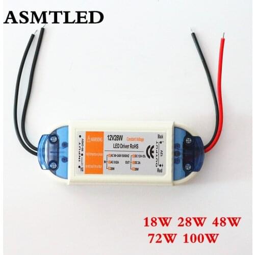 LED Driver AC 110V 220V to DC12V Led Power Adapter Transformers for Outdoor LED Strip Bulb 18W 28W 48W 72W 100W Power Supply