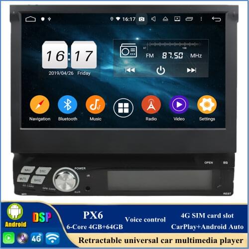 4gb+64gb DSP PX6 1 din 7" Android 10 Universal Car DVD Player Stereo Radio GPS Navigation Bluetooth 5.0 WIFI USB Easy Connect