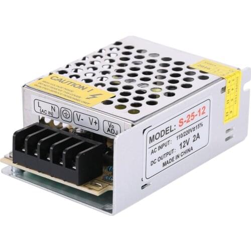 Universal Regulated Switching Power Supply, AC 110V-220V to DC 12V 2A 25W Transformer for CCTV, Radio and 2835 5050 LED Strip Li