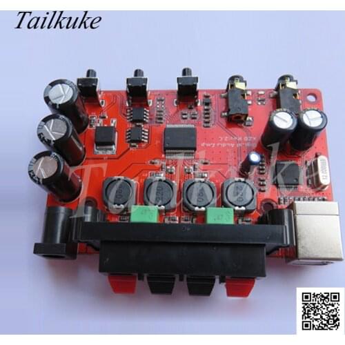 USB Pure Digital Power Amplifier Board with USB Sound Card / DAC / Microphone / with Woofer Adjustment 20w 20w STA333BW