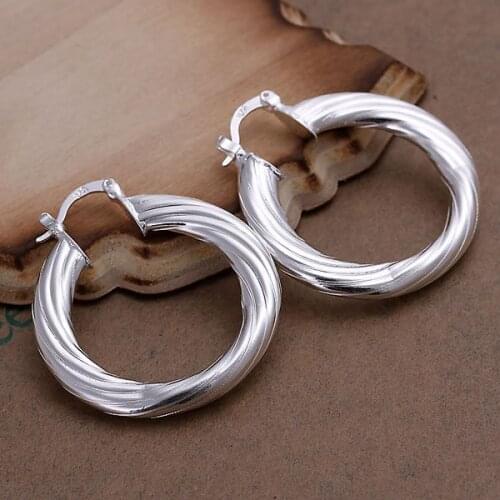 Luxury Twisted Line Earrings Silver Color Earrings For Women Wholesale Free Shipping Charm Christmas Gifts Fashion Jewelry E155