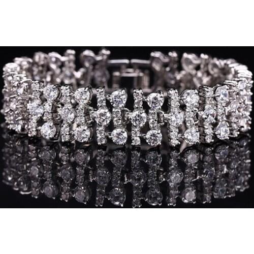 Luxury Real 925 Silver Jewelry Charm Bracelets for Women AAA Cubic Zirconia Topaz Wedding Party Jewelry Accessories 18CM