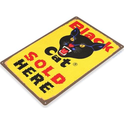 Tin Sign C381 Black Cat Sold Here Fireworks Firecrackers 4th July New Years Firework Stand Sign