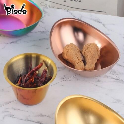 1Pc Stainless Steel Sauce Cup Appetizer Dipping Bowl Salad Fruit Container Dipping Cups Ingots Bowl BBQ Bar Restaurant Reusable