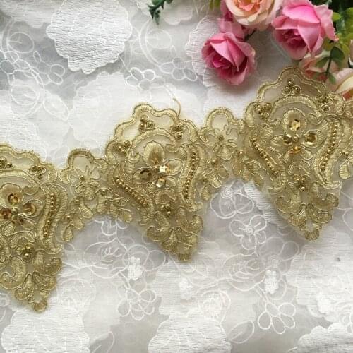 1yard High Quality DIY Gold/silver sequins Lace Trim embroidery lace For Costume Decoration Braid Ribbon Lace For Sewing SC028