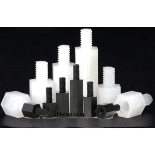 50pcs/lot White Nylon standoff M2 m2.5 M3 M4*L+6 male to female nylon plastic spacer long hex nut