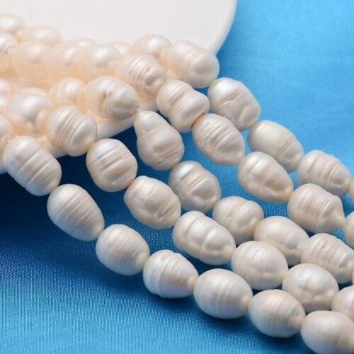 10 Strands Grade A Freshwater Pearl Strands Rice Natural Color White 10~11mm 14.96" For DIY Jewelry Making Handicrafts Supplies