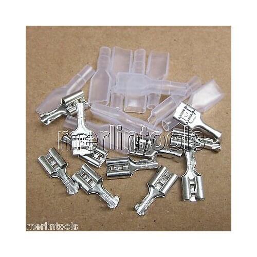 100 Set 6.3mm Crimp Terminal Female Spade Connector + Case