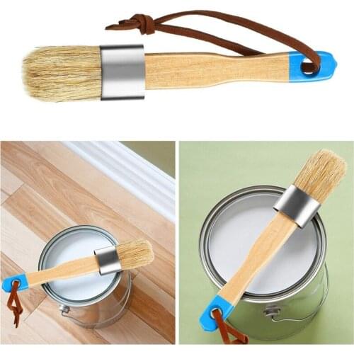 2 Pack Bristles Chalk & Wax Flat Brush Set Perfect for Large & Detailed Surfaces -Painting,Waxing,Home Decor