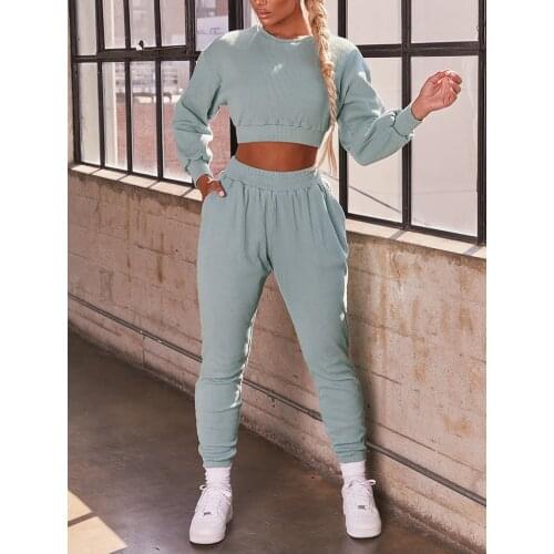 2020 New Tracksuit Velvet Casual Women’s Hoodies Suit 2 Pieces Set Sexy Crop Tops + Pants Colorful Hood Hoodies Sweatshirt Femme