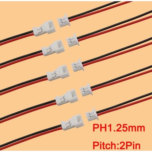 5Pairs JST 1.25mm 2 Pin Micro Male Female Plug Jack Wire Cable Connector for Toys Small electronic projects DIY Length 15CM