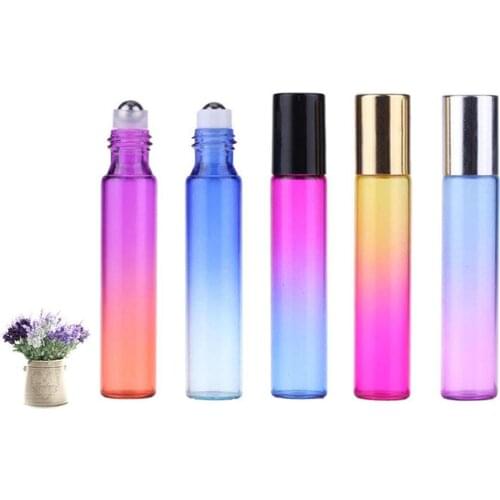 5Pcs/Set 10ml Rollerball Multicolor Gradient Empty Essential Oil Perfume Bottle Roll On Bottle Perfume Aromatherapy