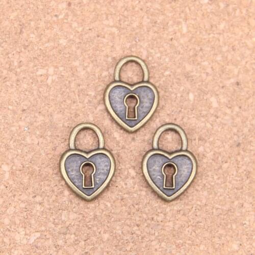 90pcs Charms heart lock 19x14mm Antique Pendants,Vintage Bronze Jewelry,DIY for bracelet necklace
