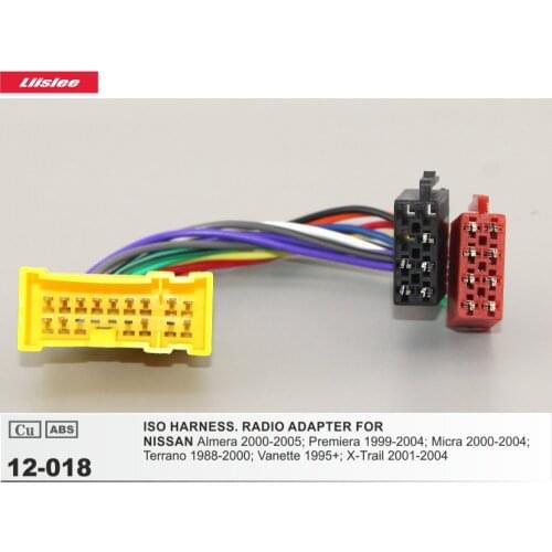 Car CD DVD Player Wire For NISSAN Terrano/Vanette/X-Trail Plugs Into Factory Radio Harness Wiring Cable 18 Pins DIN ISO Male