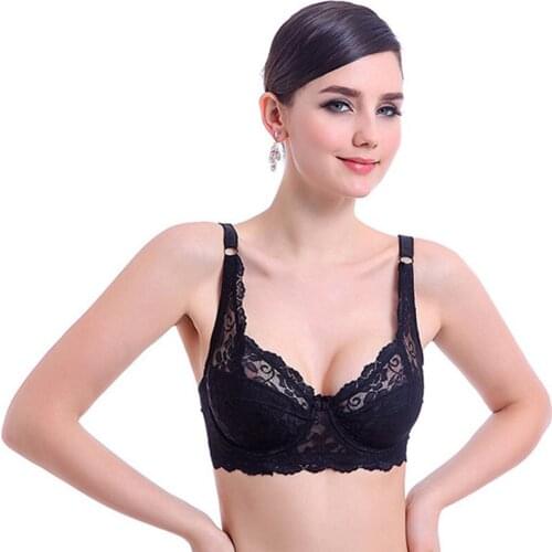 Ladies Women Sexy Underwear 3/4 Cup Padded transparent bra 32-40BC Brassiere Bra