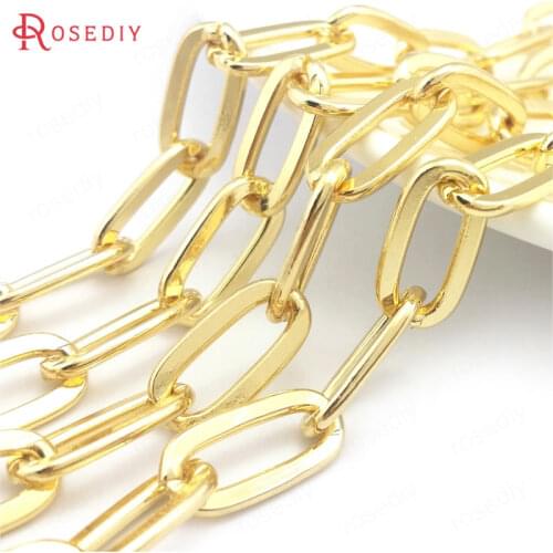 39664)50CM 24K Gold Color Iron Long Oval Shape Necklace Chains Jewelry Chains Jewelry Making Supplies Diy Findings Accessories