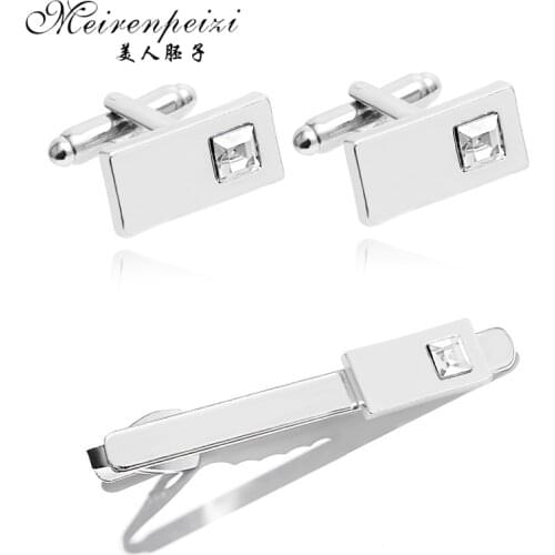 Meirenpeizi French Men Vintage Gift Alloy Metal Necktie Bar Groom Wedding Business Party Wooden Romantic Neck Tie