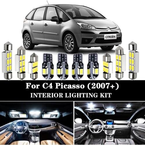 Perfect White Canbus LED Bulb Interior Dome Map Light Kit For Citroen Accessories For C4 Picasso For C4 Grand Picasso (2007+)