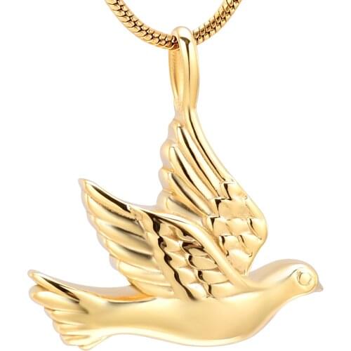 K001 Peace Dove Cremation Jewelry for Ashes Stainless Steel Keepsake Memorial Urn Necklace Holder Ashes for Pet/Human