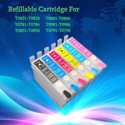 INK WAY T0981-T0986 Refillable ink cartridge for Artisan 600 700 800 710 810 837 with ARC,1 Set, 6 PCS,free shipping