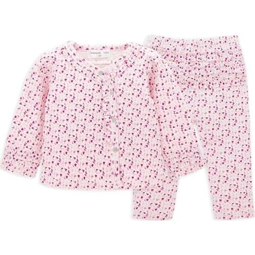 Kavkas Baby Girl Clothes Set Top+Pants Long Sleeve 100% Cotton Newborn Clothng Polka Dot Design Outwear