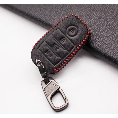 Carrying leather 4 buttons keyless smart entry key case cover for kia sorento / rio / rio5 / optima / k5 / k4 / kx3 car styling