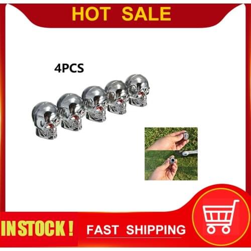 4pcs Skull Shape Car Valve Caps Wheel Valve Cap Auto Tyre Air Valve Stem Caps Dust Cover For Bike Car Vehicles Styling