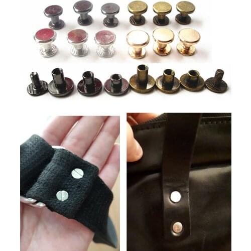 HOT 30pcs 5mm/6.5mm/8mm Luggage Leather metal Craft Solid Screw Nail Rivet Double curved Head Belt/strap Rivets Book screws