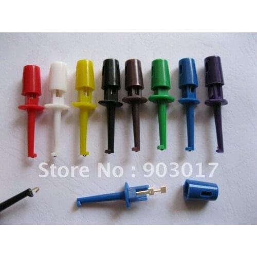 Small Grabber Test Probe Single Hook Clip Side Opening 8 colors 16 pcs per Lot