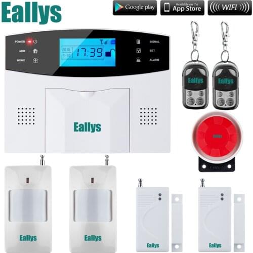 Metal Remote Control Voice Prompt Wireless door sensor Security Home GSM Alarm systems LCD Display Wired Siren Kit 8 Wired Zone
