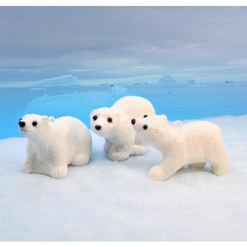 Cute white polar bear figurine miniature crafts fairy tale garden exquisite Christmas gift DIY ornaments garden cake decoration