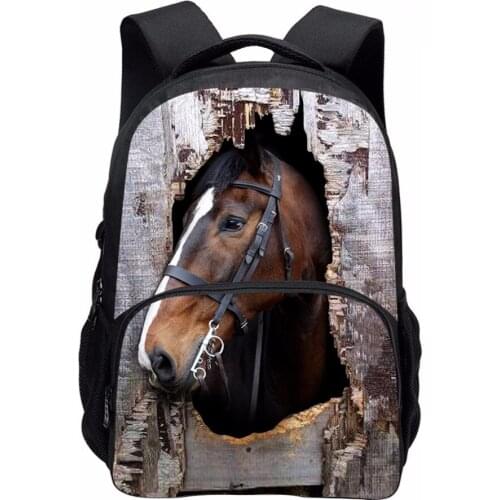 Fashion Shoulder Backpack 3D Animal Horse Print Backpack Student Student Large Capacity Bag Men Women Leisure Travel bag
