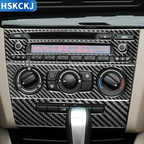For 1 Series E81 E82 E87 E88 2008-2013 Multimedia Panel Accessories Carbon Fiber Stickers Radio Switch Interior Car Cover Trim