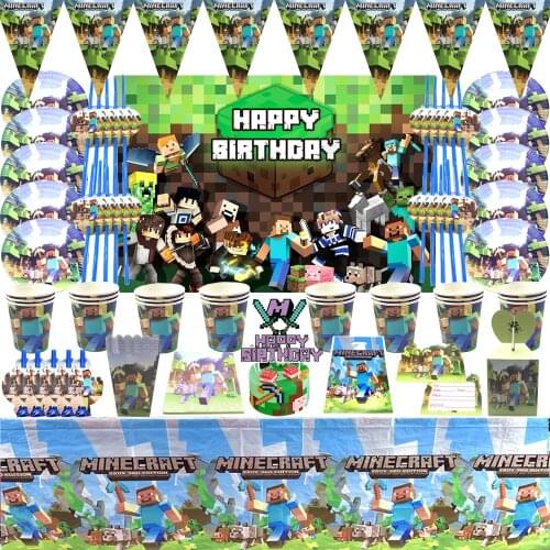 Cartoon Mining Pixel Game Birthday Party Balloons Kids Children Party Gift By Girls Shower Wedding Pack Event Party Supplies