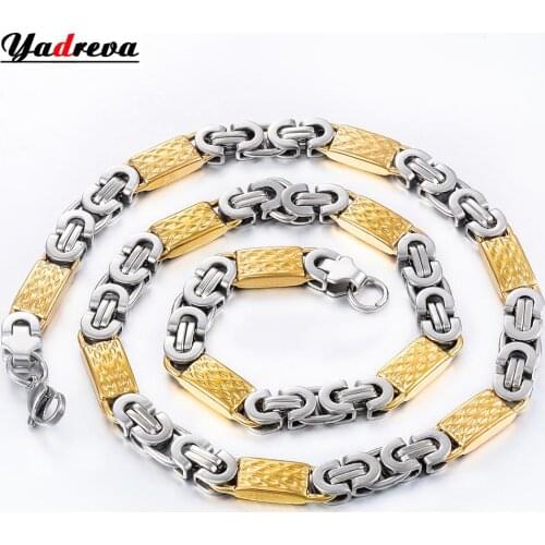 New Mens Byzantine Chain 8mm 55cm Stainless Steel Necklace Jewelry