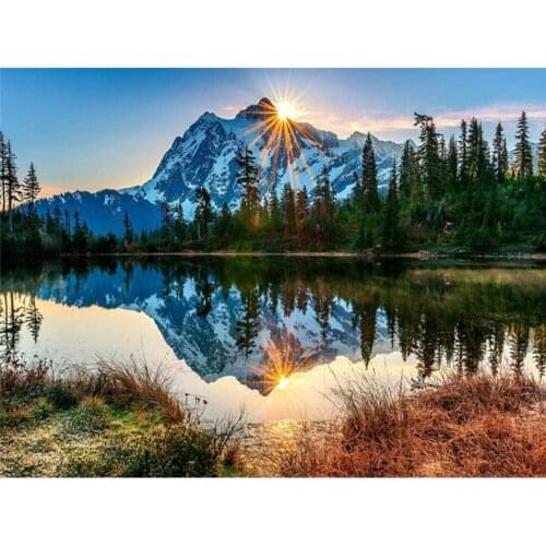 Nature Landscape DIY Cross Stitch Embroidery 11CT Kits Craft Needlework Set Cotton Thread Printed Canvas Home Decoration Sale