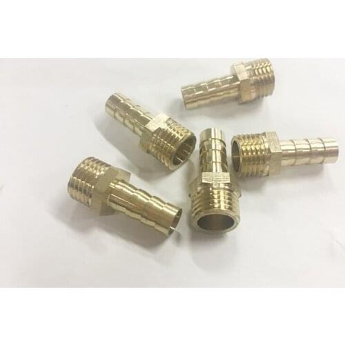LOT 5 Hose Barb I/D 8mm x 1/4" BSP Male Thread Brass coupler Splicer Connector fitting for Fuel Gas Water