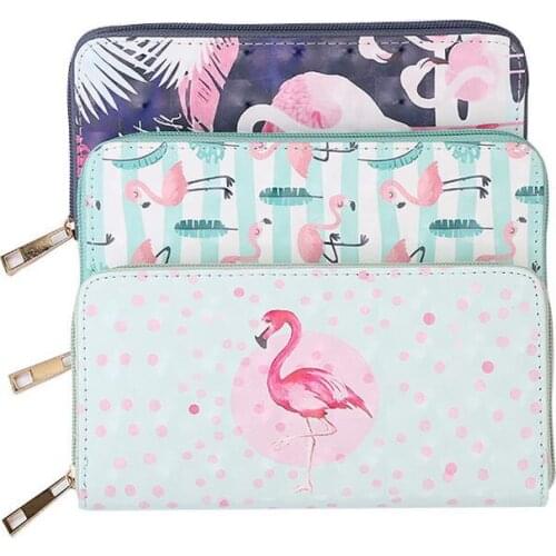 KANDRA PU Leather Unicorn Flamingo Print Long Wallets Lady Money Bag Zipper Coin Purse Girl Cards ID Holder Clutch Woman Wallet