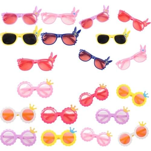 Doll Glasses Crown, Rabbit Ears Frame Glasses Fit 43cm Baby Dolls And 18- Inch American Doll Accessories Gifts