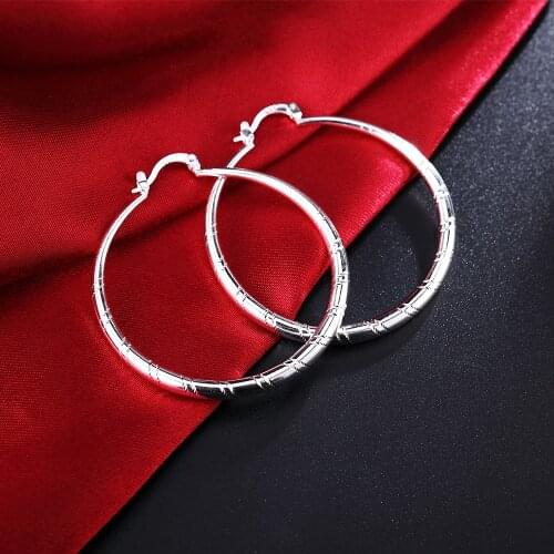 Wholesale silver Big circle hoop women wedding Earring Jewelry wedding party charms retro Cute Fashion Christmas gift nice