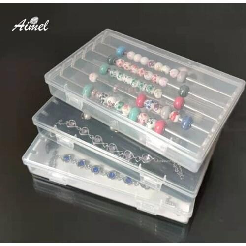 Acrylic Charms Organizer Display Box With Metal Holder Portable Beads DIY Container Storage Box Case Ring Earring Necklace Box