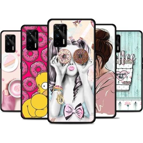 First Coffee Donut For Realme 8 GT Neo Flash Edition Explorer Master Q3 Pro Narzo30 C21 C20 C11 C20A C21Y Phone Case