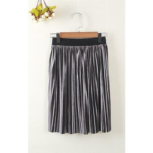 Kids Baby Girls Pleated Skirts New Pink Gold Grey Black Skirts Knee Length Tutus Children Casual Clothing 2-10Yrs Pleated Skirt