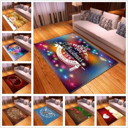 Merry Christmas Decor Carpets Home Doormat Flannel 3D Santa Claus Printing Anti-slip Floor Mat Christmas Party Area Rugs/Carpets