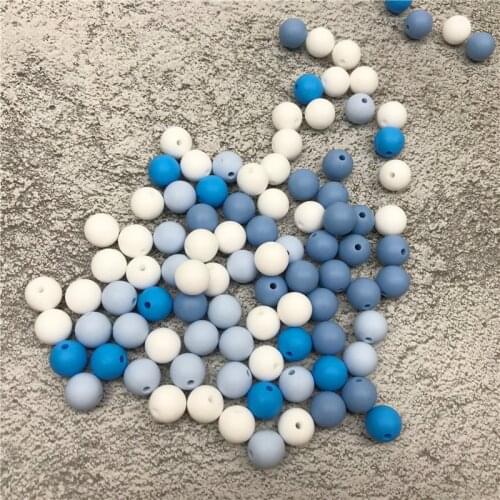Silicone Beads 10pcs 12mm Blue Series Food Grade Baby Teething Toys Safe Infant Chew Bead DIY Fashion Jewelry Accessories