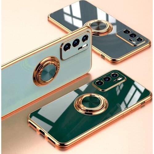 Luxury Plating Silicone Case For Huawei P30 P20 Pro Mate 20 P40 Honor 20 30 Pro Huawei Nova 5T Soft With Ring Holder Stand Cover