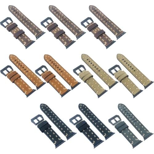 Genuine Leather Sport Wristbands Compatible for Apple Watch Band 38mm 42mm