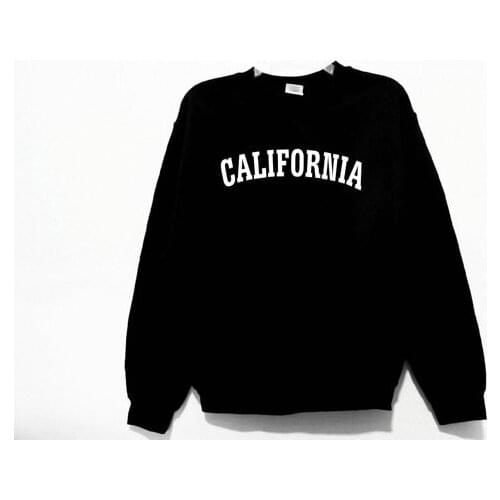 Sugarbaby California Graphic Print Unisex Hoodie Crew Neck Fashion Jumper Long Sleeve Tumblr Clothing Grunge Casual Top Dropship